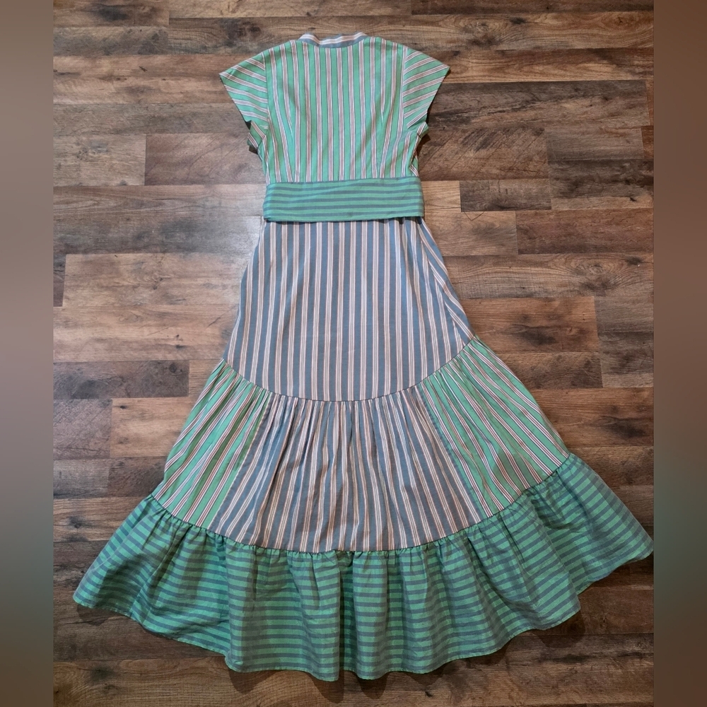 Sandro Paris Women's Green Striped Button Front Wrap Dress Size 36 - Picture 12 of 12